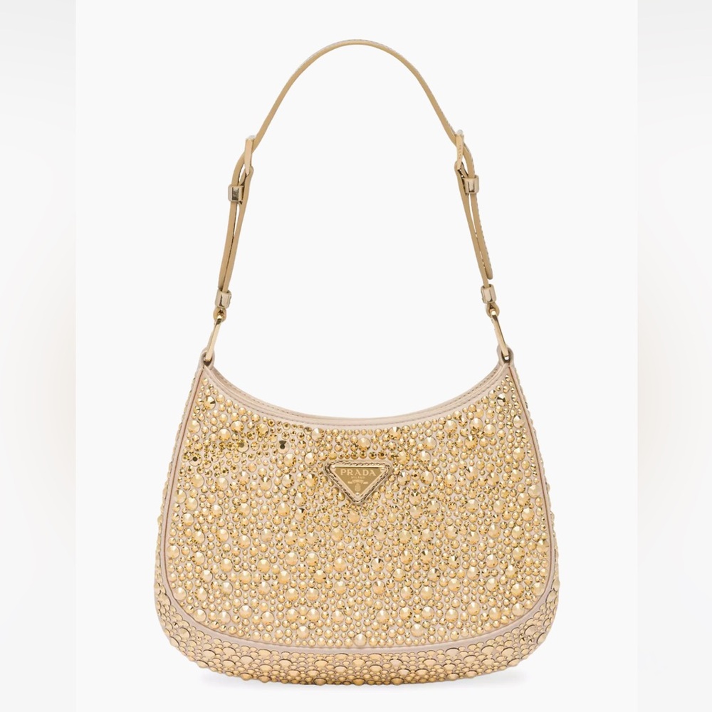 Brand new with dust bag and tags PRADA CLEO satin bag with crystals